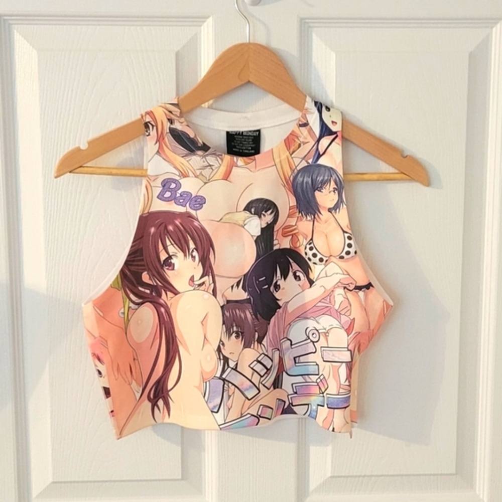 Happy M0nday Oppai Hentai Cropped Tank Top